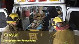  Presentation with ambulance - Slide deck with emergency baby - two fireman looking background and a tawny brown colored foreground