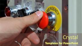  Presentation with emergency situation - PPT theme enhanced with emergency-button-to-stop background and a tawny brown colored foreground