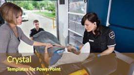  Presentation with ambulance - Beautiful PPT layouts featuring emergency care - ambulance workers caring backdrop and a tawny brown colored foreground