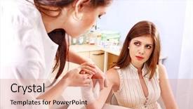  Presentation with female hospital patient - Audience pleasing presentation design consisting of caring african mother comforting her backdrop and a soft green colored foreground.