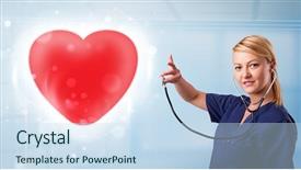  Presentation with nursing to nurse communication - Cool new PPT theme with emergency care - pretty young nurse healing backdrop and a sky blue colored foreground