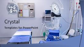  Presentation with medical devices - Colorful slide set enhanced with emergency unit - equipment tools and medical devices backdrop and a light blue colored foreground