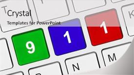 Presentation with 911 emergency - PPT theme enhanced with emergency communications - computer keyboard with 911 key background and a light gray colored foreground