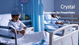  Presentation with digital book - Audience pleasing PPT theme consisting of emergency communications - patients with digital tablet backdrop and a ocean colored foreground