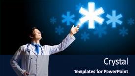  Presentation with hand touching finger digital - Cool new PPT layouts with emergency defend - young doctor touching with finger backdrop and a  colored foreground