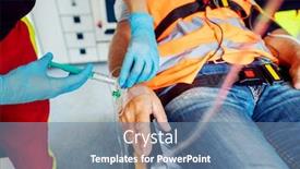  Presentation with ambulance - Slides having emergency-doctor-administering-injection-needle background and a seafoam green colored foreground