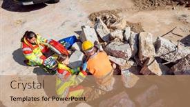  Presentation with paramedic - Presentation theme consisting of emergency-doctor-and-paramedic-taking background and a coral colored foreground