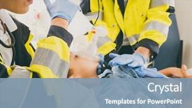  Presentation with ambulance - Theme with emergency doctor giving cardiac massage background and a light blue colored foreground