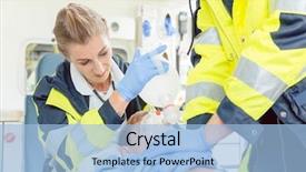  Presentation with reanimation - PPT theme enhanced with emergency doctor giving cardiac massage background and a light blue colored foreground