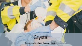  Presentation with reanimation - Beautiful PPT layouts featuring emergency doctor giving cardiac massage backdrop and a light blue colored foreground