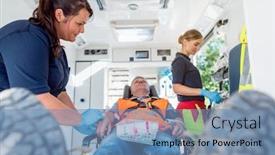  Presentation with ambulance - Cool new slides with emergency-doctor-in-ambulance-talking backdrop and a teal colored foreground