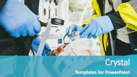  Presentation with emergency - Amazing theme having emergency doctor taking care backdrop and a teal colored foreground