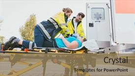  Presentation with emergency - Cool new slide deck with emergency doctor taking care backdrop and a coral colored foreground