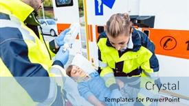  Presentation with emergency - Slides featuring emergency-doctors-putting-injured-boy and a light blue colored foreground