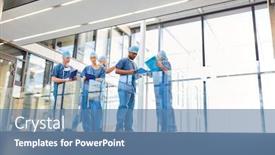  Presentation with emergency department - Theme having emergency-doctors-team-briefing background and a teal colored foreground