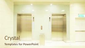  Presentation with waiting room - Presentation theme with emergency entrance - elevator waiting room background and a cream colored foreground