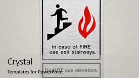  Presentation with stairway - Slide deck having emergency exit - case of fire please use background and a light gray colored foreground