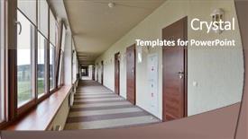  Presentation with emergency - Audience pleasing theme consisting of emergency exit - long corridor backdrop and a coral colored foreground