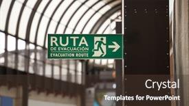  Presentation with route - Slide deck enhanced with emergency-exit-evacuation-route-sign background and a tawny brown colored foreground