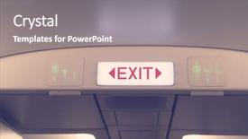  Presentation with aircraft - Presentation theme having emergency exit in aircraft filtered background and a gray colored foreground