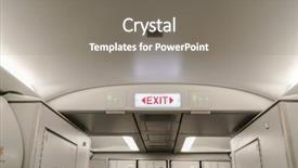  Presentation with emergency - Theme having emergency exit in aircraft filtered background and a  colored foreground