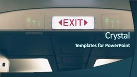  Presentation with emergency - PPT theme featuring emergency exit in aircraft filtered background and a ocean colored foreground