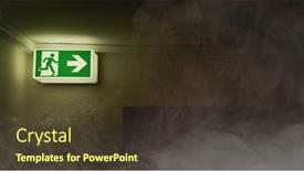  Presentation with route - Presentation theme consisting of emergency-exit-shows-escape-route background and a  colored foreground