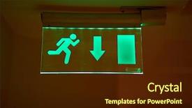  Presentation with emergency - Slide set consisting of emergency exit sign glowing background and a wine colored foreground