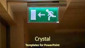  Presentation with emergency - Amazing PPT theme having emergency exit sign glowing backdrop and a wine colored foreground