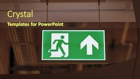  Presentation with emergency - Slide set consisting of emergency-exit-sign-glowing background and a tawny brown colored foreground
