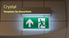  Presentation with emergency - Colorful theme enhanced with emergency-exit-sign-glowing backdrop and a tawny brown colored foreground