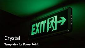  Presentation with emergency - Slide set featuring emergency-exit-sign-glowing background and a black colored foreground