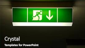  Presentation with emergency - PPT theme enhanced with emergency exit sign glowing background and a black colored foreground