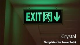  Presentation with emergency - PPT theme featuring emergency-exit-sign-glowing background and a wine colored foreground