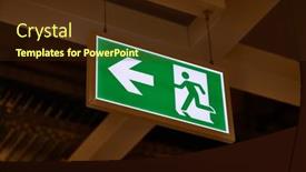  Presentation with emergency - Theme featuring emergency-exit-sign-glowing background and a wine colored foreground