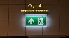  Presentation with emergency - Slide deck with emergency-exit-sign-glowing background and a wine colored foreground