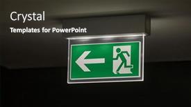  Presentation with emergency - Presentation theme having emergency-exit-sign-glowing and a  colored foreground