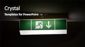  Presentation with emergency - Beautiful theme featuring emergency exit sign glowing backdrop and a black colored foreground