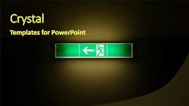  Presentation with emergency - PPT theme featuring emergency exit sign glowing background and a wine colored foreground