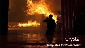  Presentation with firefighters - Presentation enhanced with emergency fire - silhouette of firefighters background and a wine colored foreground