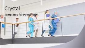  Presentation with medical emergency trauma team - PPT theme with emergency in hospital with team background and a light gray colored foreground