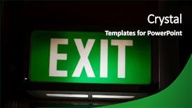 Presentation with light sign - Colorful slide deck enhanced with emergency light - exit sign glowing green backdrop and a black colored foreground