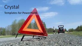  Presentation with road light - Colorful presentation enhanced with emergency light - warning triangle at the side backdrop and a light blue colored foreground