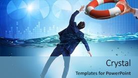 Presentation with emergency management - Slide deck consisting of emergency management - businessman being saved from drowning background and a light blue colored foreground