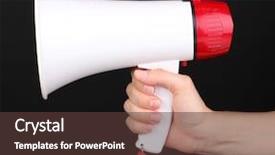  Presentation with emergency management - PPT theme enhanced with emergency management - red and white megaphone background and a tawny brown colored foreground