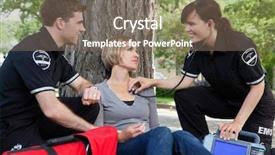  Presentation with emergency medical services - Beautiful presentation theme featuring emergency medical professionals backdrop and a violet colored foreground