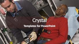  Presentation with ambulance emt - Audience pleasing PPT layouts consisting of emergency medical services - male emt professional taking care backdrop and a tawny brown colored foreground