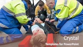  Presentation with emergency medical services - Beautiful presentation featuring emergency medical services - paramedics and a fireman strapping backdrop and a coral colored foreground