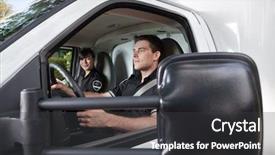  Presentation with emergency medical services - Cool new slides with emergency medical services - paramedics in an ambulance driving backdrop and a dark gray colored foreground