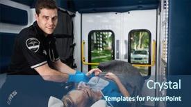  Presentation with ambulance emt - Colorful slide deck enhanced with emergency medical services - portrait of a male emt backdrop and a ocean colored foreground